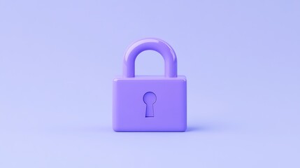 Fototapeta premium Vibrant Purple Padlock on a Soft Blue Background Symbolizing Security and Protection in Digital Era