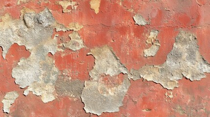 Obraz premium Peeling Red Paint Reveals Aged Wall Texture