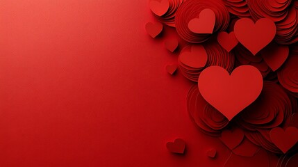Red Paper Hearts Background Design