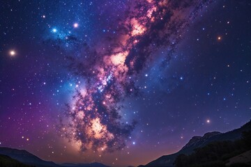 Fototapeta premium Stunning Milky Way Galaxy with Bright Celestial Stars in a Vibrant Night Sky Scene