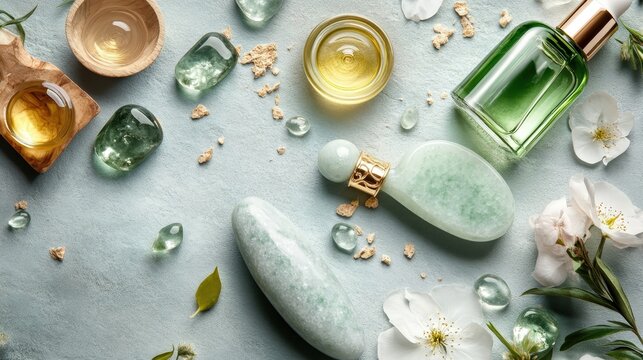 Luxury Spa Wellness Lifestyle with Natural Organic Aromatherapy Oils and Crystals