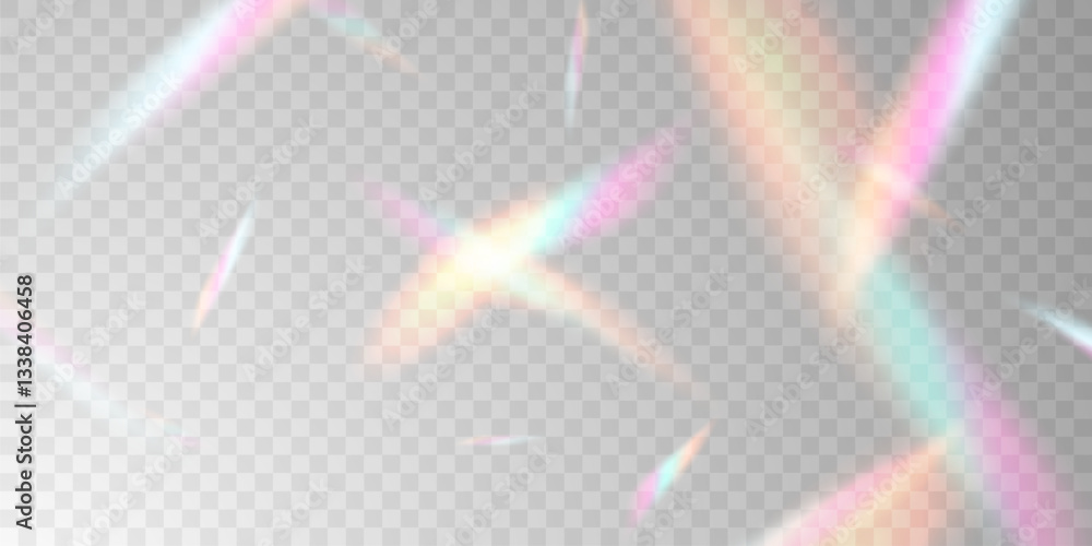 Wall mural light effect and zigzag ribbon falling from above on a beam of light, tinsel vector
