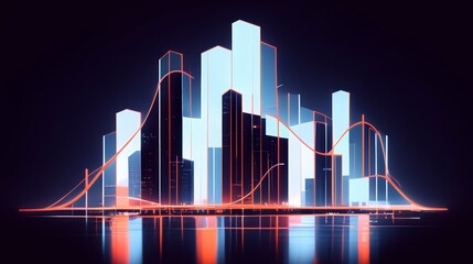 Futuristic Cityscape   Stock Market Growth Chart