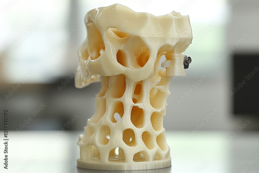 Poster 3d printed skull model demonstrating innovative design and advanced printing technology in a laborat