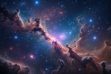 Obraz premium Stunning Cosmic Nebula and Star Cluster in a Night Sky Experience