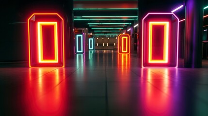 Futuristic Neon Academy Corridor  Vibrant  Cinematic Lighting Design