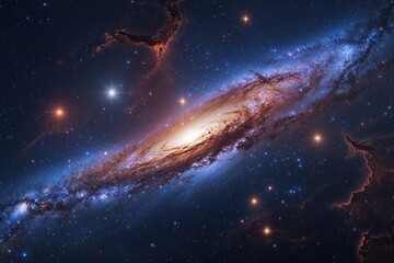 Obraz premium Breathtaking Deep Space Galaxy Featuring Vibrant Cosmic Nebula and Shining Stars