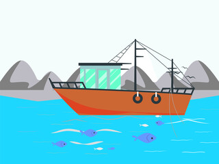Fishing Expedition Concept Illustration Stylish and Beautiful