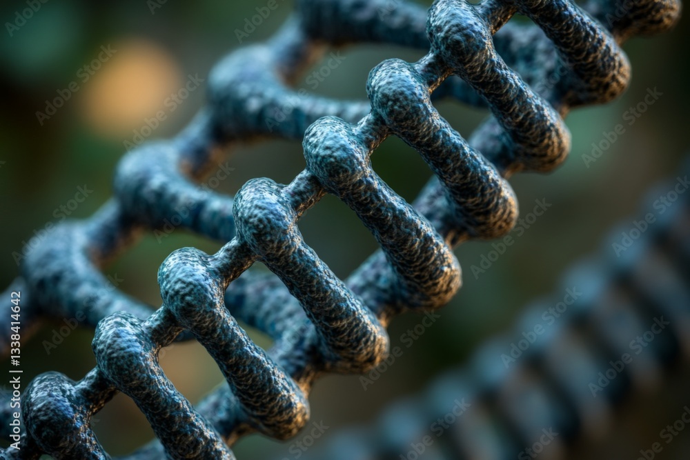 Poster Intricate close-up of a unique textured structure showcasing flexible design and deep blue color under natural lighting