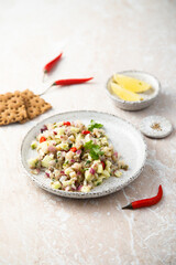 Herring tartare with cucumber