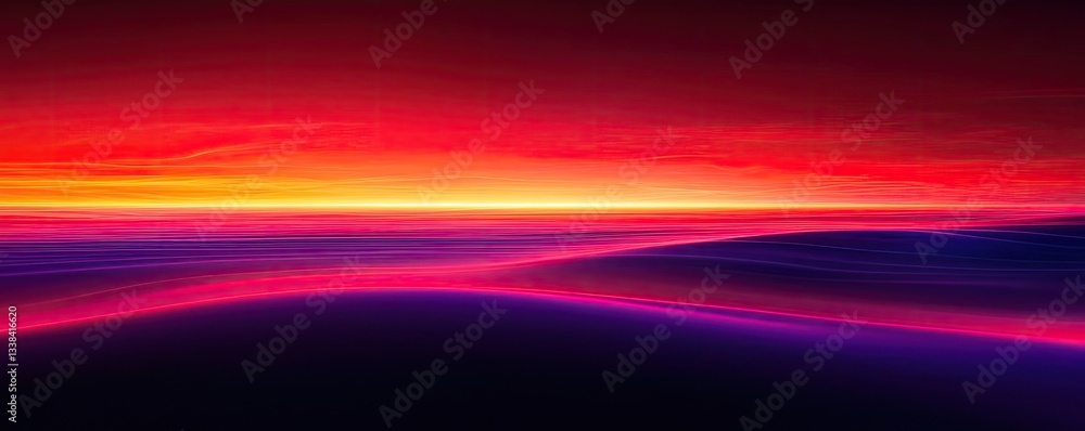 Aufkleber sunset landscape abstract background concept. a vibrant sunset with waves of color creating a serene