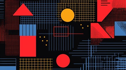 Abstract Geometric Composition with Bold Shapes and Colors