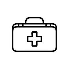 Obraz premium an outlined drawing of a first aid kit, symbolizing emergency preparedness and medical assistance. The image presents a concise illustration of a toolbox with a prominent cross sign