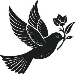 Flying Dove with Flower - Elegant Mother’s Day Vector Illustration