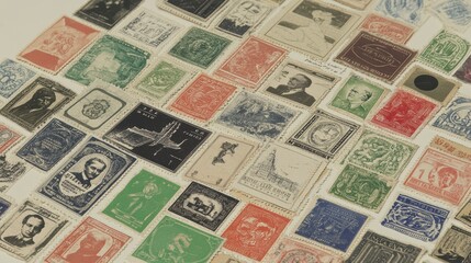 Obraz premium Vintage Collection of Colorful Stamps from Various Countries