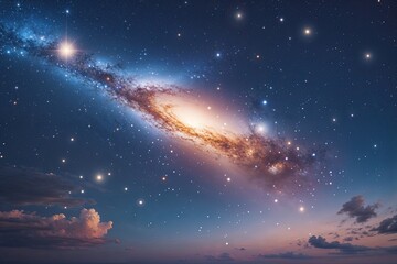 Fototapeta premium Vibrant Luminous Galaxy with Sparkling Stars in a Serene Night Sky