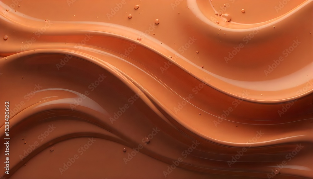 Poster An background abstract design featuring liquid-like plastic material with smooth, flowing curves and dynamic gradients in shades of brown