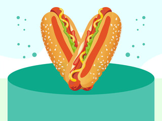 Hot Dog Concept Illustration Stylish and Beautiful