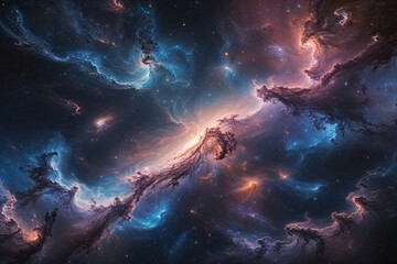 Obraz premium Stunning Abstract Art of Cosmic Nebulae and Dark Matter Galaxies