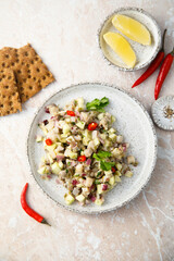Herring tartare with cucumber