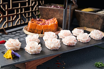 Peony flower shaped hot pot lobster balls