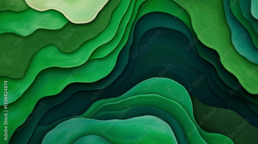 Poster abstract green layers showing depth and texture in a contemporary modern art style