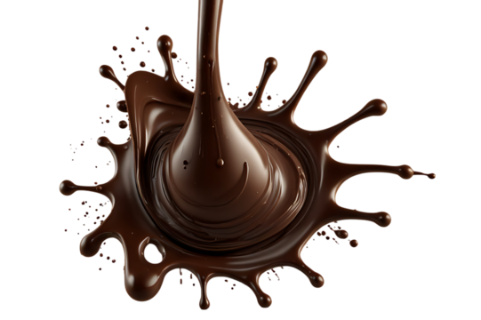 liquid chocolate splash isolated on white or transparent png