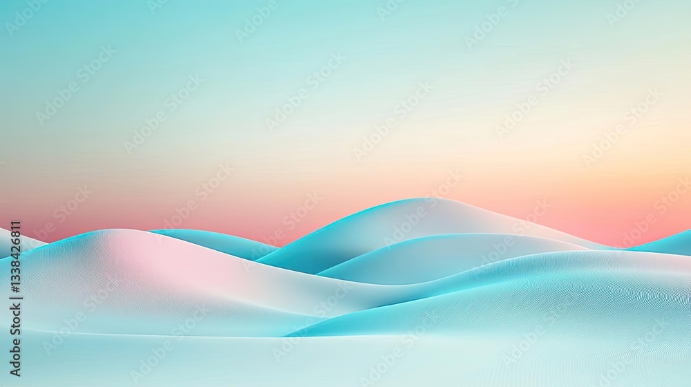 Poster surrealist art abstract background idea. serene rolling hills with soft pastel colors during dusk, c