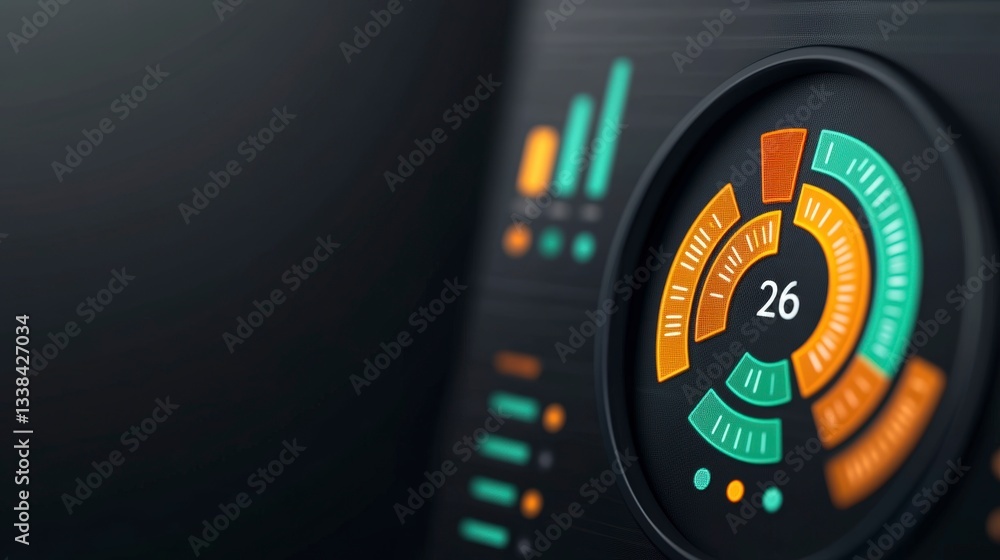 Aufkleber digital dashboard interface with colorful metrics displaying data and analytics information