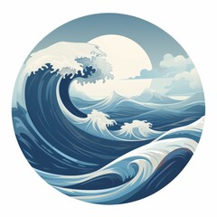 Obraz premium A wave crashing in the ocean with a moon in the background