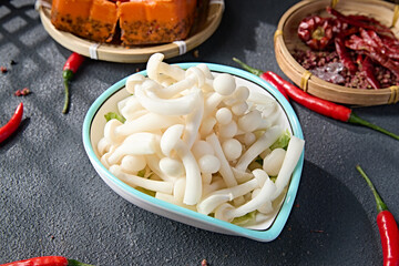Fresh hot pot side dish white jade seafood mushroom