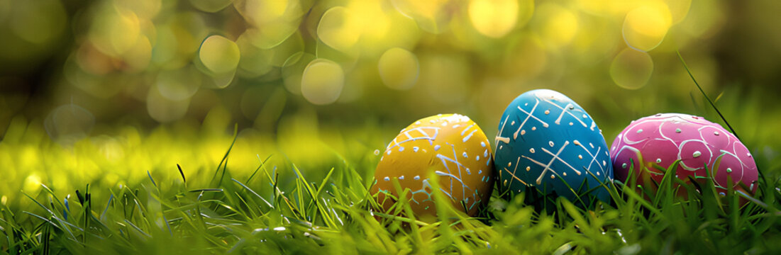 easter eggs in grass