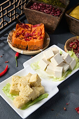 Hot pot ingredients fresh tofu frozen tofu slices platter