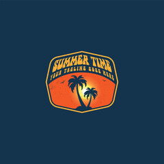 Summer time emblem or logo or label or t-shirt vector image