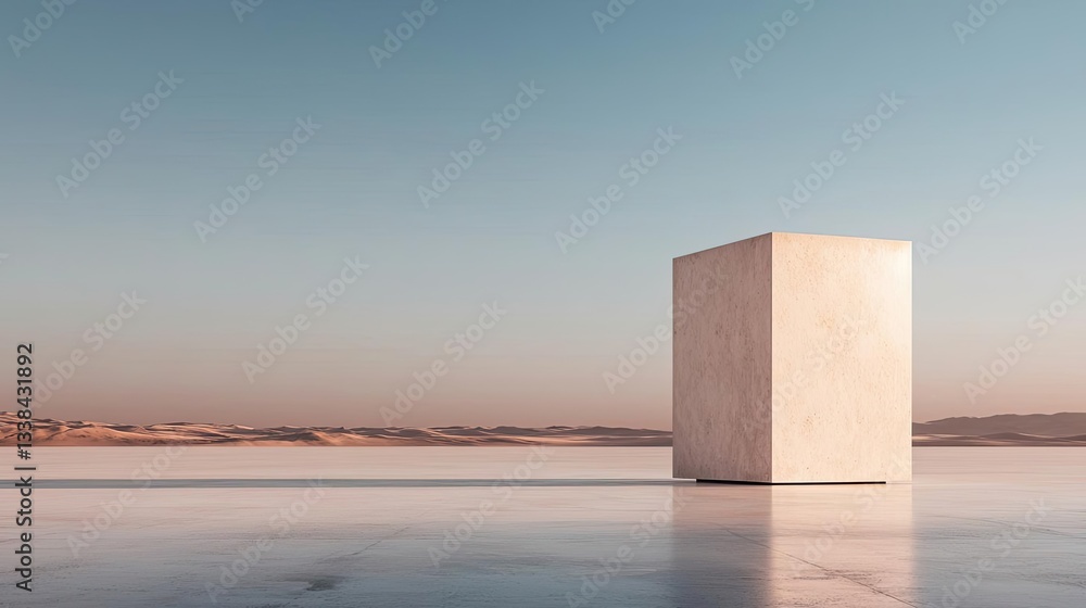 Poster negative space design abstract background idea. a minimalist architectural structure stands in a ser