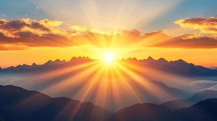 Sunset landscape abstract background concept. A stunning sunrise illuminating majestic mountains beneath a colorful sky.