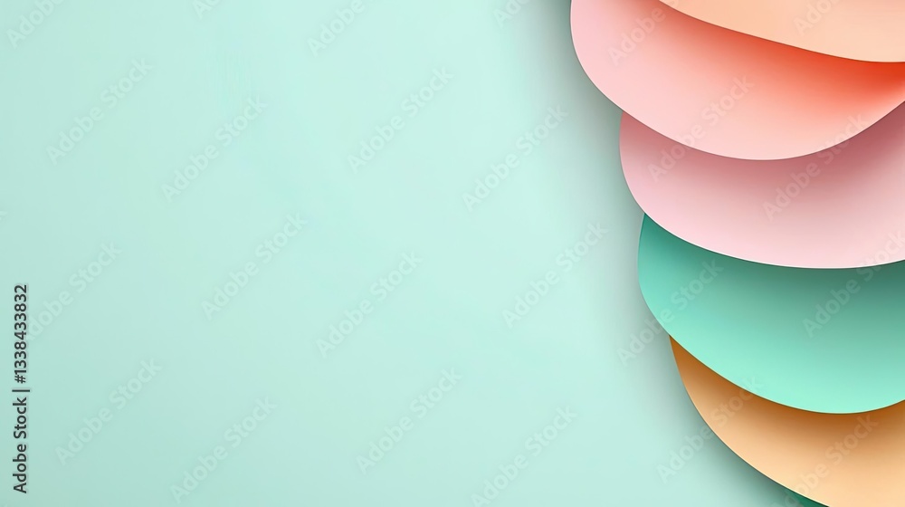 Aufkleber negative space design abstract background idea. colorful layered paper shapes in pastel colors creat