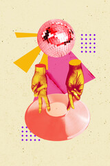 Composite trend artwork 3D sketch image photo collage of two hand stand two finger dance funny...