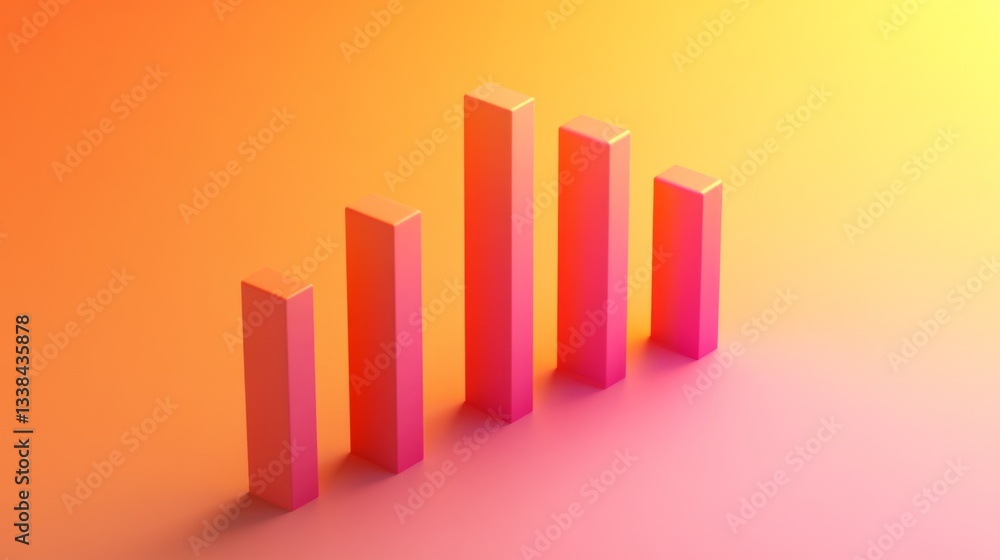 Fototapete a clean and minimalist d bar chart with tall, evenly spaced bars, cast shadows on a subtle gradient 