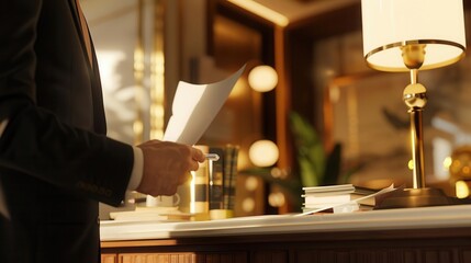 Financial stability secured. Banker approving a mortgage concept