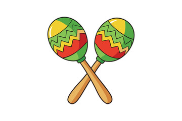 Vector art illustration of two maracas are crossed each other.eps