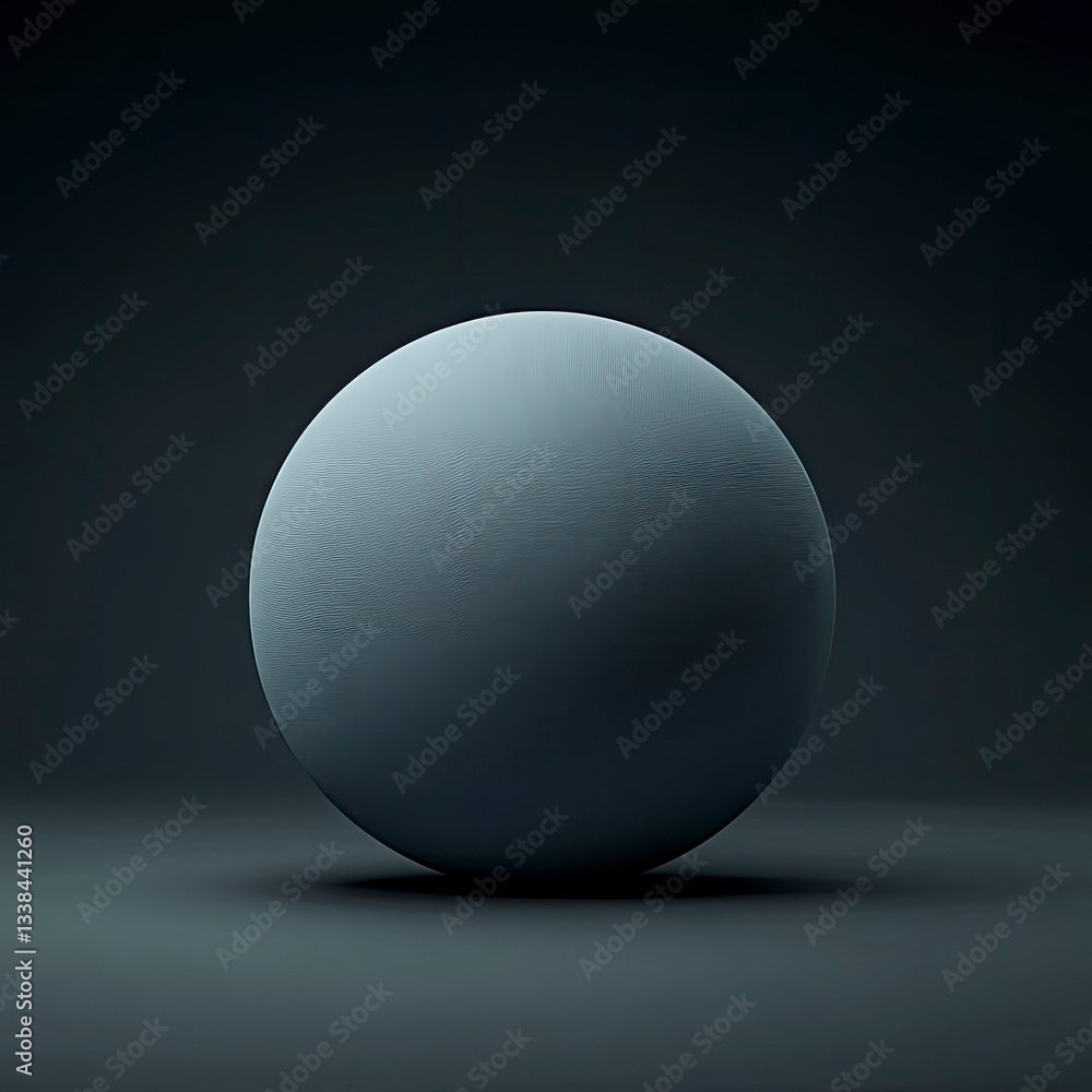 Poster a perfectly smooth, matte grey sphere rests on a dark surface, illuminated by subtle lighting, creat