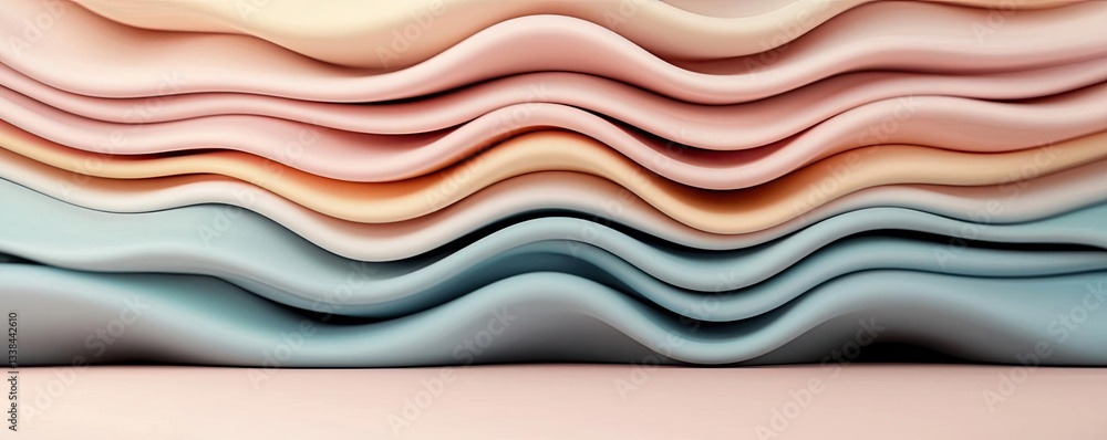 Poster negative space design abstract background idea. aesthetic layers of textured fabric in soft pastel c