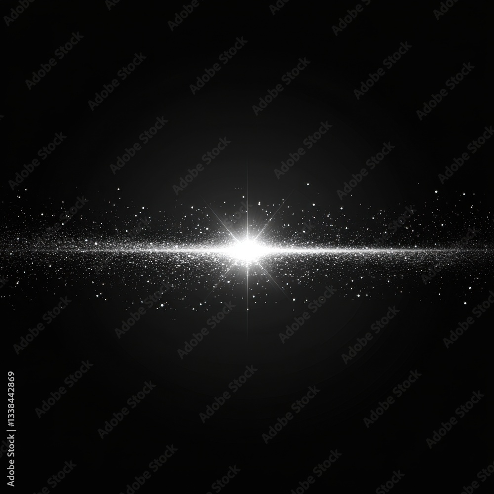 Poster ethereal cosmic burst of light in a vast dark space creating a mesmerizing galaxy effect with sparkl
