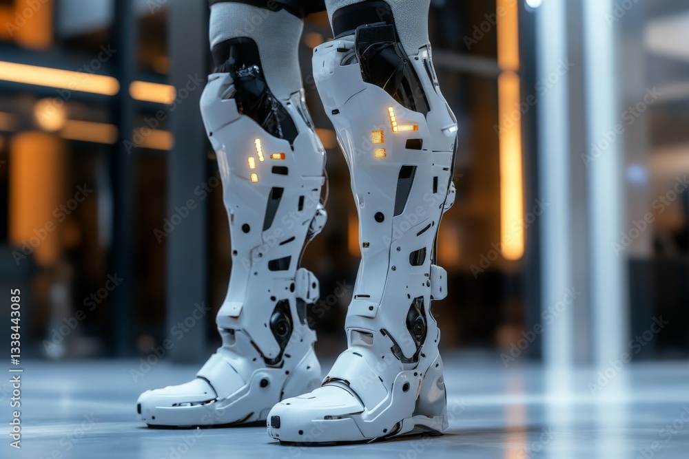 Aufkleber advanced robotic leg braces showcase innovative engineering during a technology exhibition in a mode