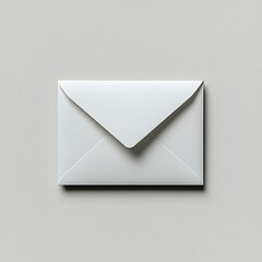 A single, blank, white envelope on a gray background.