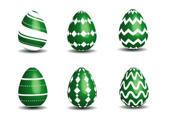 Easter eggs collection green and white