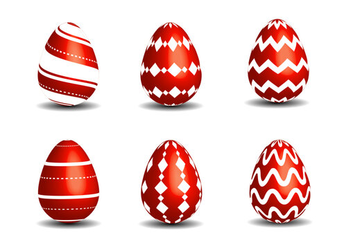Easter eggs collection red and white