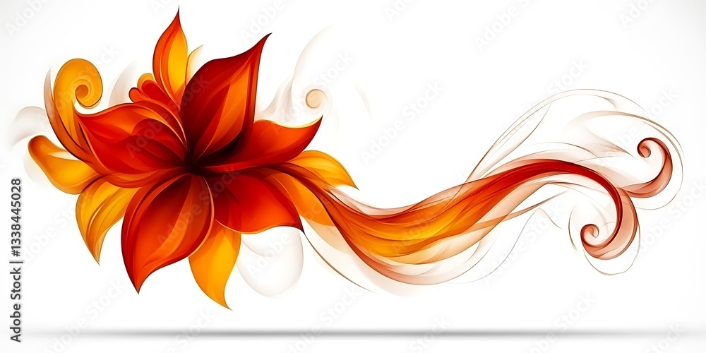 Poster abstract floral design element with gradient colors and smoky effect over a white background