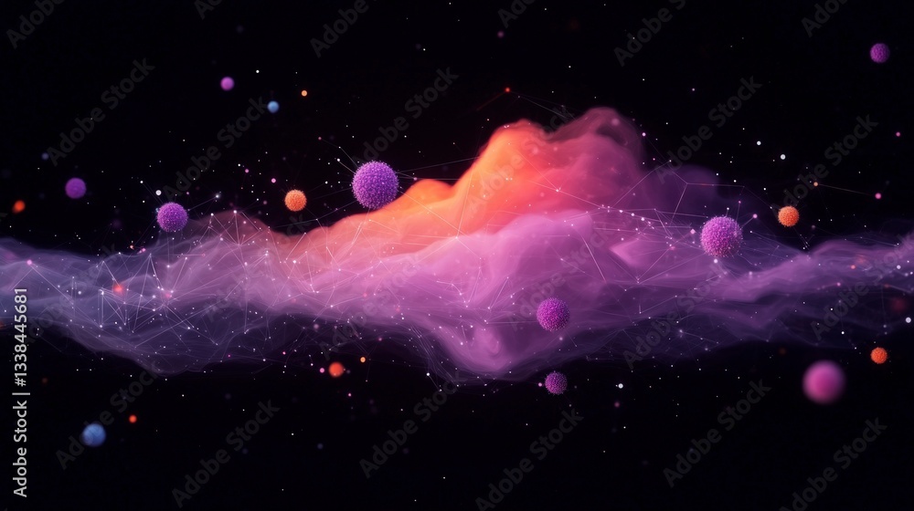 Aufkleber abstract data network ai generated digital particles connections